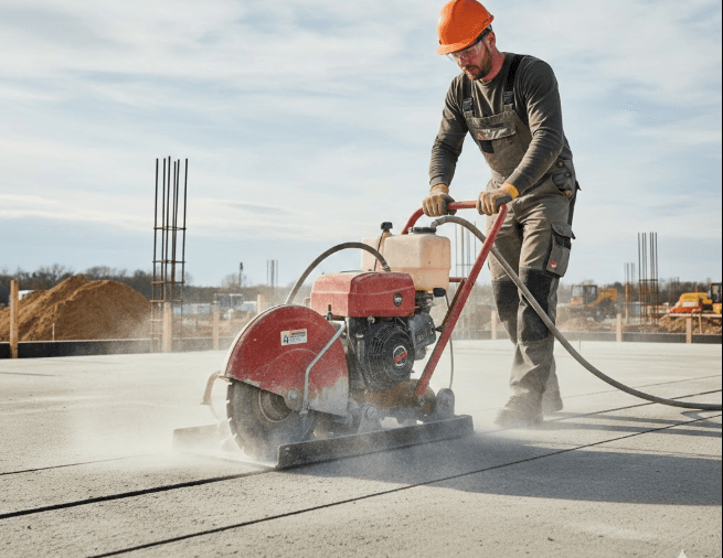 Electric flat saw designed for professional concrete and masonry cutting
